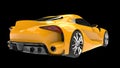 Maximum yellow striking modern sports car - back view Royalty Free Stock Photo