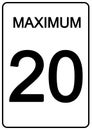Maximum 20 Speed Sign rectangular shape Royalty Free Stock Photo