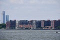 Maxwell Place Apartments,Hoboken, New Jersey over Hudson River, from Pier 76, New York City, USA