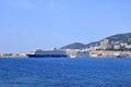 May 30 2023 - Ajaccio, Corsica, France: tourist cruise ships mooring in the harbor