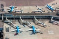 May 11, 2011, Amsterdam, Netherlands. Aerial view of Schiphol Amsterdam Airport with planes from KLM.