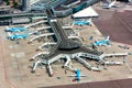 May 11, 2011, Amsterdam, Netherlands. Aerial view of Schiphol Amsterdam Airport with planes from KLM. Royalty Free Stock Photo