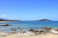 May 23 2023 - Arbatax, Sardinia, Italy: people at the hakuna matata beach with white sand and crystal clear water Royalty Free Stock Photo