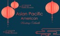 May Asian American and Pacific Islander Heritage Month. Illustration with text, Chinese pattern