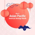 May Asian American and Pacific Islander Heritage Month. Illustration with text, Chinese pattern