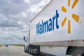 May 25, 2018 Bakersfield / CA / USA - Walmart truck driving on the interstate on a cloudy day Royalty Free Stock Photo