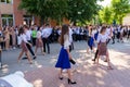 May 30, 2023 Balti, Moldova. Illustrative editorial. Homecoming dance at school Royalty Free Stock Photo