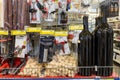 May 12, 2021 Balti Moldova supermarket showcase in the picnic department. Wine bottles and corks Royalty Free Stock Photo