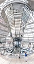 Futuristic architecture of a Glass Dome with crowds of people on the roof of the Reichstag building