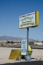 Bombay Beach, CA: Sign of the International Banana Museum along CA-99 in the Mohave Desert