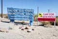 Bombay Beach, CA: Sign for the Salton Sea State Recreation area welcomes campers and fishermen to the shores of the