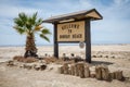 A sign welcomes visitors to Bombay Beach, a partially abandoned town on the shores of the Salton