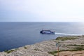 May 29 2023 - Bonifacio, Corsica, France: ferry boat departing Bonifacio port for its daily cruise to Santa Teresa