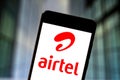 May 22, 2019, Brazil. In this photo illustration the Bharti Airtel Limited logo is displayed on a smartphone