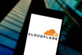 May 03, 2019, Brazil. In this photo illustration the Cloudflare logo is displayed on a smartphone