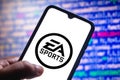 May 11, 2021, Brazil. In this photo illustration the EA Sports logo seen displayed on a smartphone screen