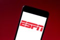 May 29, 2019, Brazil. In this photo illustration the Entertainment and Sports Programming Network ESPN logo is displayed