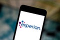 May 31, 2019, Brazil. In this photo illustration the Experian logo is displayed on a smartphone