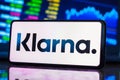 May 17, 2023, Brazil. In this photo illustration, the Klarna Bank AB logo is displayed on a smartphone screen