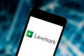 May 29, 2019, Brazil. In this photo illustration the Lexmark International logo is displayed on a smartphone