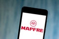 May 24, 2019, Brazil. In this photo illustration the MAPFRE logo is displayed on a smartphone Royalty Free Stock Photo