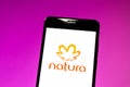 May 22, 2019, Brazil. In this photo illustration the Natura logo is displayed on a smartphone