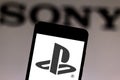 May 23, 2019, Brazil. In this photo illustration the PlayStation Network PSN logo is displayed on a smartphone