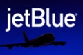 May 25, 2022, Brazil. In this photo illustration, the silhouette of an Airbus A380 plane with the JetBlue Airways company logo in