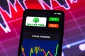 May 27, 2022, Brazil. In this photo illustration the stock trading graph of Dollar Tree seen on a smartphone screen