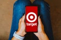 May 24, 2023, Brazil. In this photo illustration, the Target Corporation logo is displayed on a smartphone screen