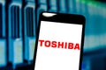 May 17, 2019, Brazil. In this photo illustration the Toshiba Corporation logo is displayed on a smartphone