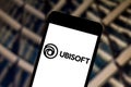 May 23, 2019, Brazil. In this photo illustration the Ubisoft Entertainment logo is displayed on a smartphone Royalty Free Stock Photo