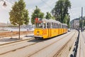 Famous retro Budapest Funicular railroad transport to th Castle Hill