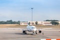 finnair airlines airplane at budapest Ferenc Liszt airport