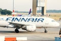 finnair airlines airplane at budapest Ferenc Liszt airport