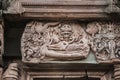 Carved stone facade Narai Bantomsin lintel of Phanom Rung castle in Buriram, Thailand Royalty Free Stock Photo