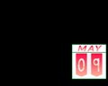 May 9, Calendar On black Background