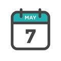 May 7 Calendar Day or Calender Date for Deadlines or Appointment Royalty Free Stock Photo