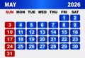 May 2026 Calendar Grid With Days And Dates vector illustration Royalty Free Stock Photo
