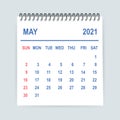 May 2021 Calendar Leaf. Calendar 2021 in flat style. Vector illustration. Royalty Free Stock Photo