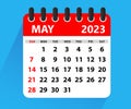 May 2023 Calendar Leaf. Calendar 2023 in flat style. May 2023 Calendar. Wall Desk Calendar Vector Template