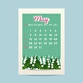 May 2017 calendar with lily of the valley