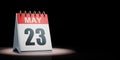 May 23 Calendar Spotlighted on Black Background