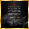 19 May, Commemoration of Ataturk, Youth and Sports Day Turkey celebration card.