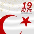 19 May, Commemoration of Ataturk, Youth and Sports Day Turkey celebration card.