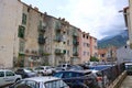 May 27 2023 - Corte, Island of Corsica, France: Tourists walking in historic downtown of Corte city in Corsica surrounded by Royalty Free Stock Photo