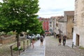 May 27 2023 - Corte, Island of Corsica, France: Tourists walking in historic downtown of Corte city in Corsica surrounded by Royalty Free Stock Photo