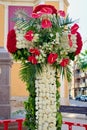 May Cross in Valencia made with flowers. These crosses are displayed on the streets of the cities in May Royalty Free Stock Photo