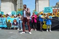 May Day Parade at Washington Square Park in NYC taking place on International Workers Day, USA