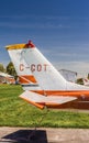 May 7, 2019 - Delta, British Columbia: Tail section of Cessna 150G single engine airplane at Delta Heritage Airpark. Royalty Free Stock Photo